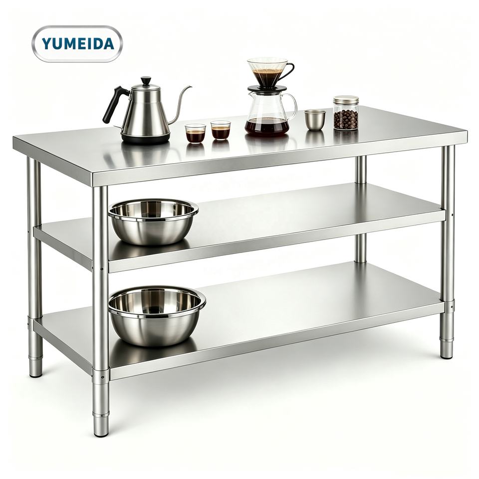 Kitchen Work Station Three Tier Shelves Large Storage Space Easy to ...