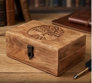 Boîte de rangement pour bijoux en bois avec compartiments pour boucles d'oreilles, bagues, colliers, bracelets et accessoires de mode - Product Image 2