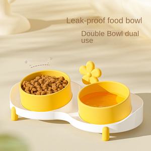 Mangkuk ganda keramik kucing dan anjing, mangkuk air dan makanan hewan peliharaan dengan perlindungan anti-ujung mangkuk kucing tulang belakang tengkuk - Product Image 1