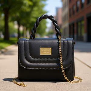 Sac bandoulière pour femme Fana Ruby, cuir PU noir, chaîne dorée, style minimaliste, usage quotidien estival - Product Image 2