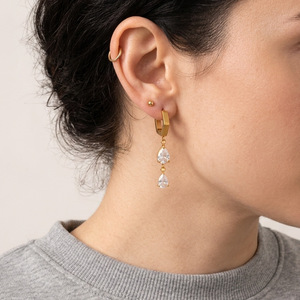 Pendientes Colgantes con Forma de Gota de Agua, Aleación de Zinc, Engaste de Garra, Joyería para Fiesta, Acero Inoxidable, Diseño Geométrico - Product Image 3