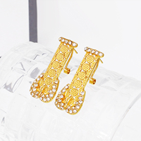 Ensemble de bijoux pour femmes de Dubaï en alliage plaqué or 18 carats de haute qualité, 4 pièces, avec collier en diamants pour mariage, fiançailles, fête