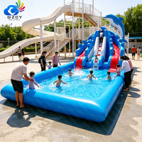 Toboggan aquatique gonflable tropical pour jardin, qualité commerciale, en PVC, pour locations de fêtes, toboggans aquatiques gonflables pour adultes