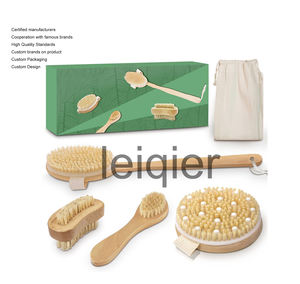 Cepillo corporal de cerdas de jabalí natural con logotipo personalizado Cepillo de masaje desmontable para cepillado en seco Exfoliar y deshacerse de la celulitis - Product Image 1