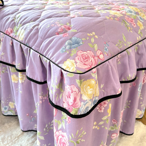 Korean Style Washed Cotton Quilted Bedding Set Ruffled Princess <b>Bed</b> Skirt Duvet <b>Cover</b> Pillowcases Thick Cotton - Product Image 4