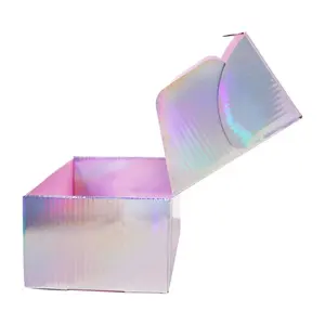 Box Wholesale Holographic Mailer Box Customized Gold Foil Luxury Hologram Paper Box For Cosmetics Shipping Paper Box Luxury Folding