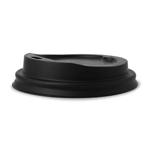 Couvre-gobelets CPLA de 80 mm de diamètre, couleur noire, jetables, écologiques, avec trou pour boire, compostables - Product Image 4