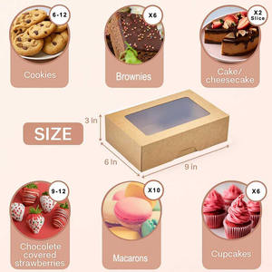 Fenêtre transparente cadeau donnant des boîtes de boulangerie à biscuits Extra épais petits contenants friandises pâtisserie charcuterie produits de boulangerie boîte à fenêtre marron - Product Image 2
