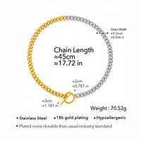 Collier chaîne à maillons cubains bicolore en acier inoxydable plaqué or 18 carats PVD, étanche, avec fermoir OT, bijoux pour femmes Liliflor P263696