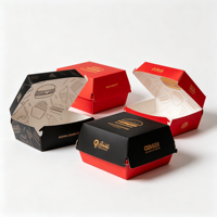 Boîte à hamburger en carton ondulé F Flute, super épais, pour contact alimentaire, impression personnalisée, jetable