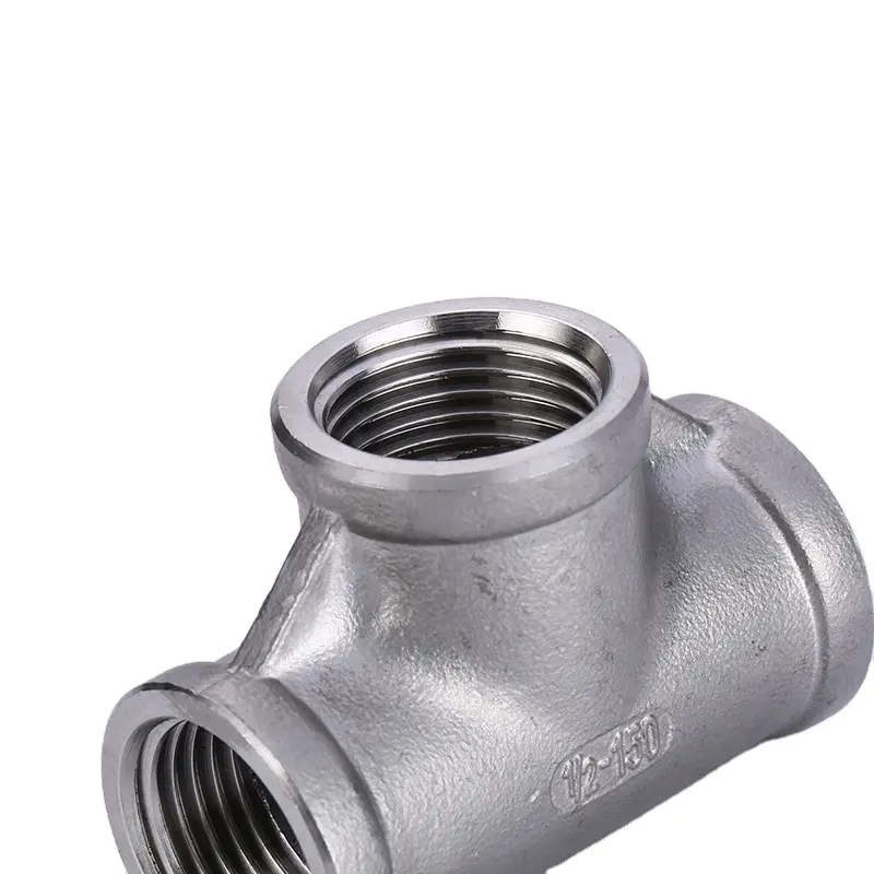Stainless steel threaded connecter cross side outlet industrial tee pipe fittings stainless steel cross 4 way casted lateral tee