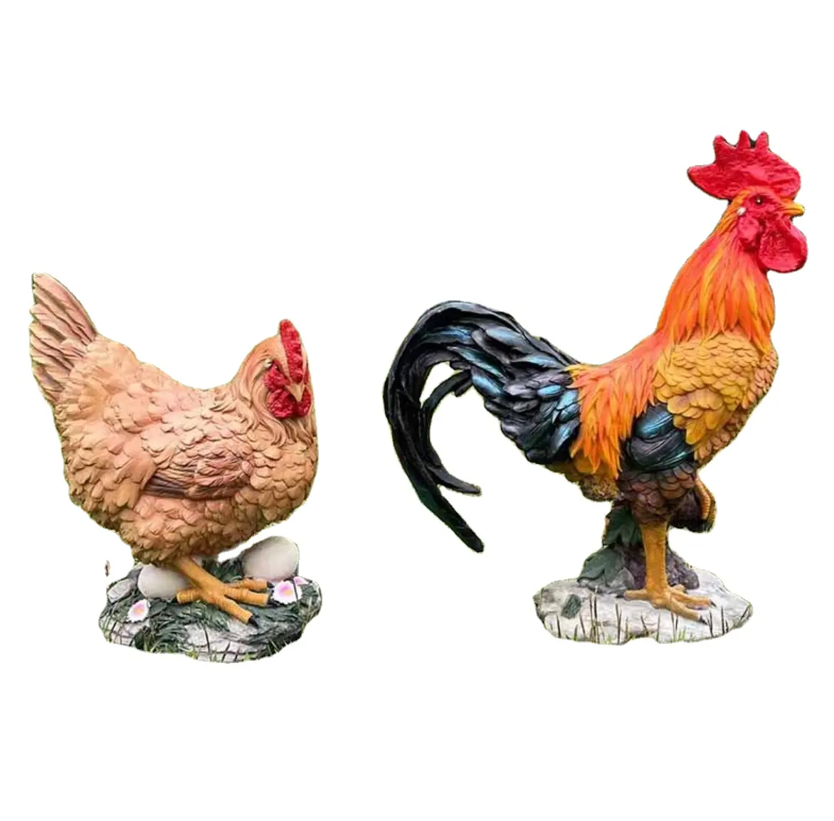 핫 세일 치킨 장식 새로운 디자인 치킨 야외 동상 수지 정원 동상 동물 조각 실내 방수 동상