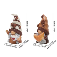 Figurines de collection en résine de couple de gnomes caféineurs pour la Saint-Valentin, 2 pièces, décoration intérieure pour salon, bibliothèque, bureau