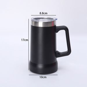 Custom logo 24 oz Double Wall <b>Insulated</b> Stainless Steel Powder Coated Handle Classic Design 24oz Beer <b>Mug</b> with Handle - Product Image 2