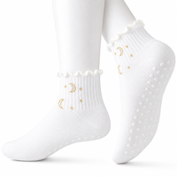 Chaussettes de Pilates antidérapantes et respirantes en nylon pour femmes - Chaussettes de ballet à volants avec grip