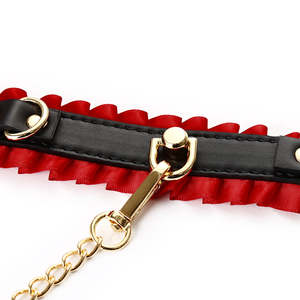 조절 가능한 블랙 레드 체인 목 수갑 BDSM 속박 세트 성인 게임 페티시 노예 목걸이 여성 커플용 148cm 금속 - Product Image 5