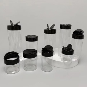 Gran oferta de botellas de condimentos de plástico vacías para mascotas, coctelera de especias, contenedores de polvo con tapa, tarro de sal y pimienta, juego de aletas, caramelos, especias - Product Image 1