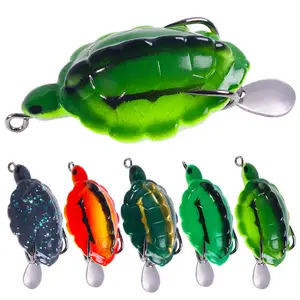 Wholesale 5.7cm 11.7g Topwater Soft Plastic Turtle Tortoise Shape Frog Fishing Lures with Spinner Blade
