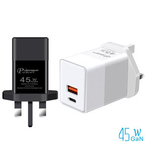 <span class=keywords><strong>Cargador</strong></span> Rápido Gan de 45w con Doble Puerto Tipo C y USB A, PD QC3.0, Enchufe de Pared <span class=keywords><strong>Original</strong></span> del Reino Unido, para Teléfonos Infinix, <span class=keywords><strong>Apple</strong></span> iPhone y Samsung - Product Image 1