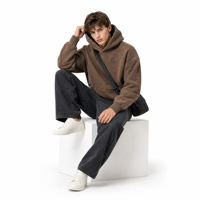 Sweat à capuche court et ample en molleton bouclé 450 GSM, effet délavé vintage, style streetwear, vente en gros