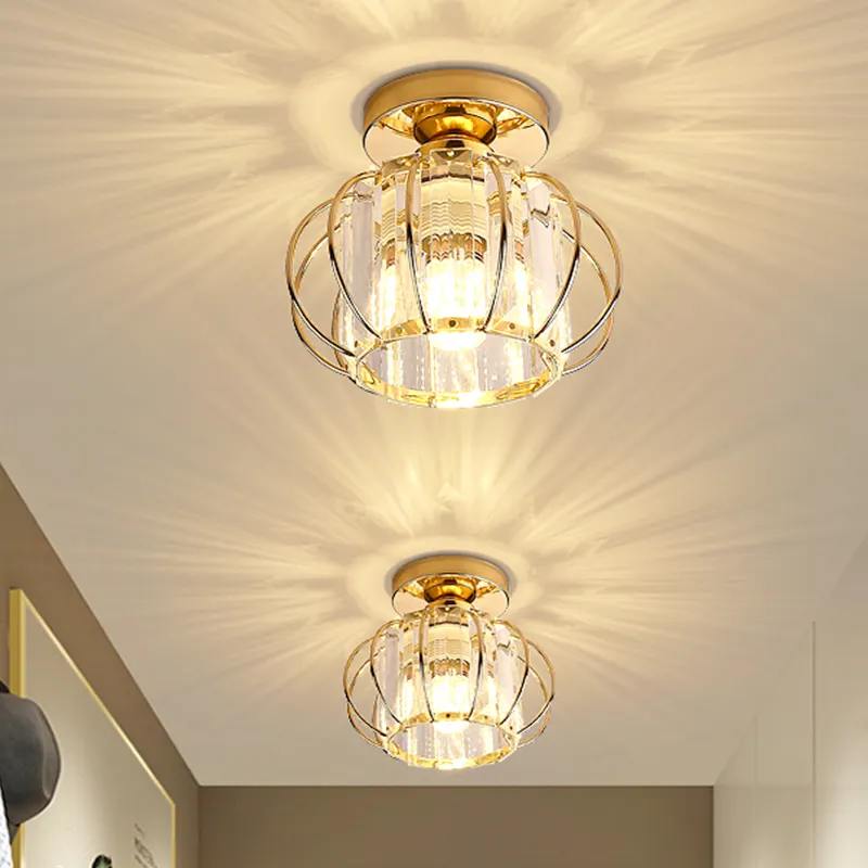 Luminaire de couloir en cristal à LED simple éclairage de salon moderne luminaire d'entrée créatif Luminaire de plafond en cristal
