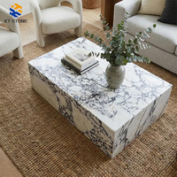 Meubles de salon en travertin beige personnalisés, design moderne, plateau en marbre organique, table basse centrale, décoration de villa