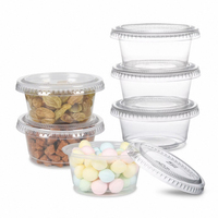 Gobelets à sauce miniatures jetables écologiques transparents en PP à paroi simple de 2 oz avec couvercle pour salade à emporter