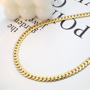 Stainless Steel NK Embossed Chain Necklace 18k Gold Plated 6mm Geometric Design Gift Jewelry - Product Image 2