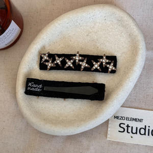 Pinza para el pelo BB con diseño de estrella francesa, con diamantes de imitación, aleación y tela, 7 cm, para fiestas y uso diario, accesorios para el cabello para mujer - Product Image 6