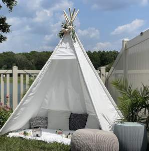 Tente <span class=keywords><strong>tipi</strong></span> blanche de 7' de grande taille, 5 côtés en toile, tente <span class=keywords><strong>tipi</strong></span> pour enfants, tentes d'<span class=keywords><strong>intérieur</strong></span> et d'extérieur pour adultes, fête, mariage, accessoire photo - Product Image 2
