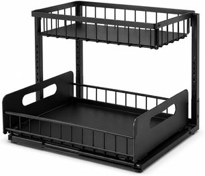 2 Tier Sliding Drawer Shelf Multi Use <b>for</b> <b>Kitchen</b> Bathroom Home Pull Out Under Cabinet Organizer <b>Storage</b> Under Sink Organizer - Product Image 1