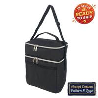 Boîte à lunch isotherme de qualité supérieure à 2 couches, sac isotherme gris, sac à bento pour pique-nique, école, bureau, grande capacité, étanche, design personnalisé