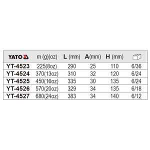Yato Ball Peen <b>Hammer</b> 2 In Round Face Wooden Handle Industrial Grade YT-4520 - Product Image 4