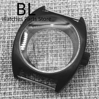 BLIGER Acero inoxidable 36mm/39mm Cajas de reloj cepillado Cúpula de vidrio mineral Corona grande/Corona pequeña Ajuste NH34 NH35 NH36 NH38 ETA2824