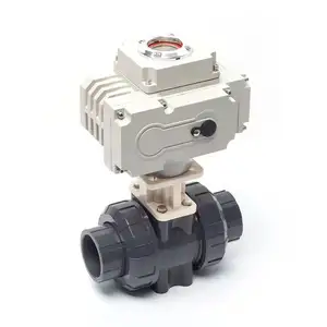 Water Treatment Control Upvc Plastic 2 Way 3Way 2'' Double Union Electric Actuato Pvc Motorized Ball Valve