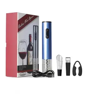Le tire-bouchon automatique d'ouvreur de vin électrique rechargeable d'OEM/ODM contient le bouchon de vide de coupeur d'aluminium et le verseur d'aérateur de vin