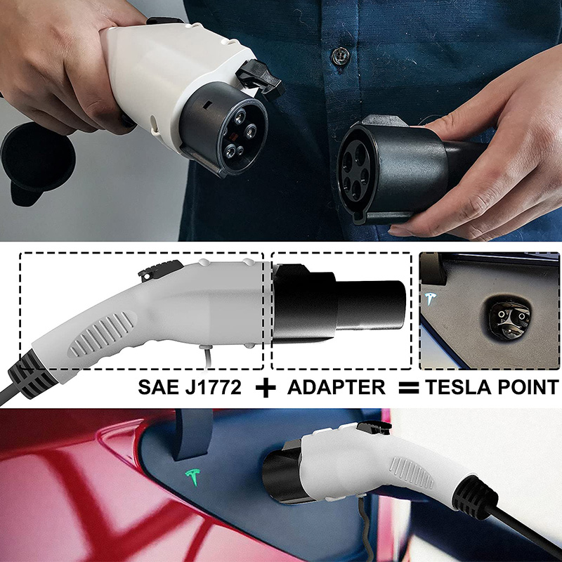80A Electric Vehicle Charge Adaptor EV Car Adapter J1772  to Type 1 EV Adapter for Tesla Charger Supercharger Type1 To Tesla