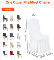 Housses de chaise extensibles avec jupe, lavables, universelles, pour salle à manger, hôtel, cérémonie, fête