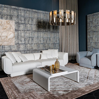 Factory Direct Villa House Italienisches Licht Luxus Samt Stoff Sofa Set Möbel Wohnzimmer Modern Weiß Luxus Sofa Set