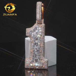 Pingentes Número Chosen One VVS <span class=keywords><strong>Moissanite</strong></span> com Diamantes Completos, Joia de Colar com Inicial do Nome - Product Image 4