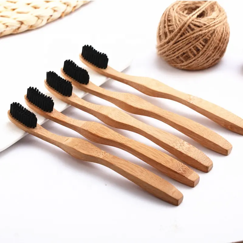 Bamboo Toothbrush for Adults 4-Pack Biodegradable Tooth Brush Set - Bamboo with Ergonomic Handles & Medium Nylon Bristles