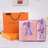 Serviette en microfibre douce absorbante et molleton de corail salle de bain 3D motif Animal ensemble de serviettes de bain pour enfants avec boîte cadeau