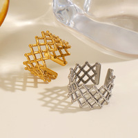 Trendiger Netzgitter-Ring aus Edelstahl, Gold- oder Silberplattiert, Verstellbarer Statement-Ring für Damen