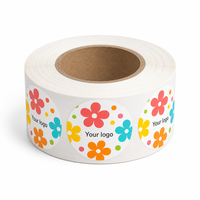 Étiquettes autocollantes rondes en vinyle imperméable avec logo personnalisé, impression florale personnalisée, étiquettes en rouleau pour produits de beauté