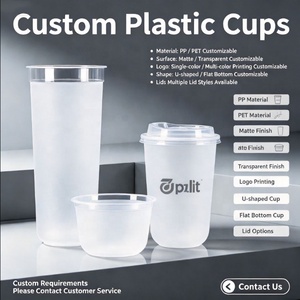 Vasos de Plástico PP Desechables Transparentes Esmerilados con Logotipo Personalizado de 12oz, 16oz y 24oz, en Forma de U, con Tapa, para Bodas, Jugos, Refrescos y Bebidas - Product Image 3