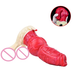 NNSX Fantasy Dog Knot <b>Dildo</b> Exaggerated Testicle Silicone Colorful <b>Dildos</b> Sex Toys for Women Masturbator Anal Plug - Product Image 2