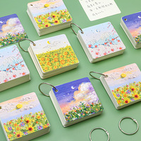 Carnet à anneaux en fer Série Peinture à l'huile, Carnet de notes créatif à motifs paysagers, Cahier vierge pour étudiants, Carnet de mots en anglais, Papeterie
