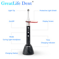 Lampe de photopolymérisation dentaire sans fil Greatlife Dent Metal Head Q7, équipement LED à polymérisation rapide en 1 seconde pour le traitement quotidien des dentistes