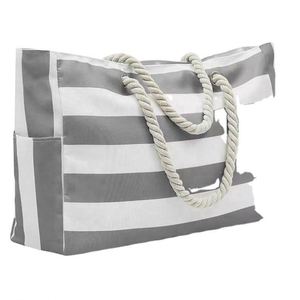 Customized Logo Reusable Portable Summer <b>Large</b> Capacity Waterproof Cotton Canvas <b>Beach</b> Tote <b>Bag</b> With Zipper - Product Image 3