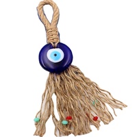 Pendentif en corde de chanvre fait à la main avec un œil maléfique, charme bleu porte-bonheur turc pour la décoration de la maison, de la chambre à coucher, du salon, cadeau mural G2AB